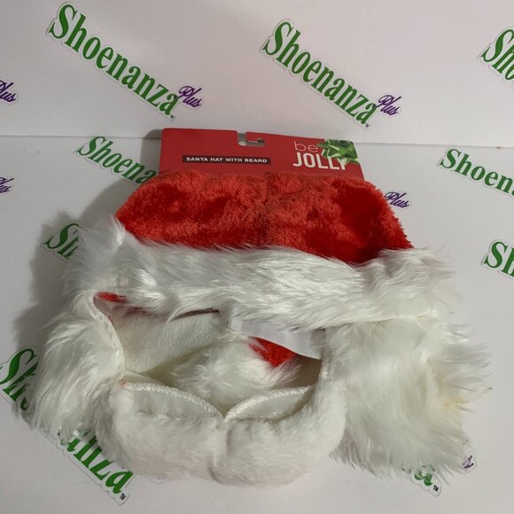 Ugly Christmas Hat Be Jolly Santa With Plush Beard Mustache Red White - Picture 1 of 6